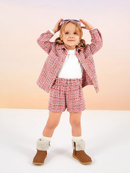 Beli Lastikli Desenli K?z Bebek ?ort ve K?lotlu ?orap Tak?m 2li