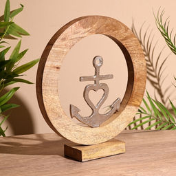 Сувенир интерьерный в деревянном кольце «Якорь», 30×8×33 см
