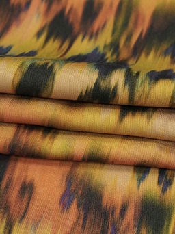 Штапель Премиум Икат цв.оранжевый/фиолетовый, ш1.5м, вискоза-100%, 125р/м.кв - Купава фото 3