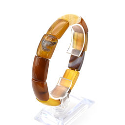 Браслет из агата тонированного сегмент 15*22мм, цв.охра