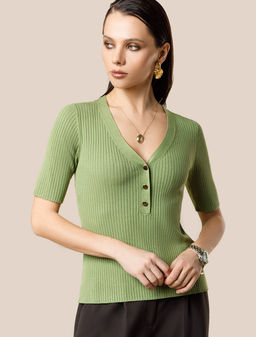 Джемпер Vilatte из вискозы с нейлоном зелёный  фото 6