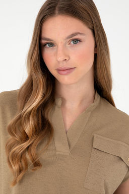 Женская футболка цвета хаки Неожиданная скидка в корзине - U.s. polo assn фото 2