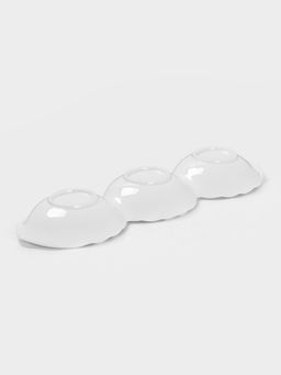 Менажница 3 ячейки «Лист», 40×12×4 см, керамика, белая