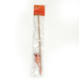 Дразнилка-удочка с мышью на деревянной ручке, оранжевая/белая - Пижон фото 4