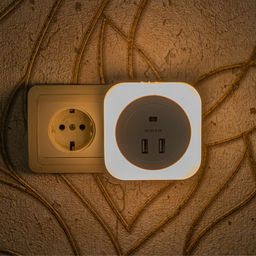 DTL-321 White/Sensor/2USB Светильник ночник с фотосенсором (день-ночь). 2USB. Белый. ТМ Uniel - Volpe фото 5