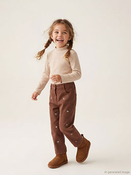 Beli Lastikli ?i?ekli K?z ?ocuk Pantolon