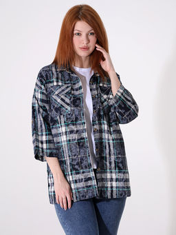 Рубашка в клетку с карманами на груди - Almond фото 5