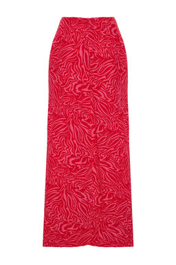 Pembe Animal Desenli Y?rtmac Detayl? Maxi Boy Dokuma Etek TWOSS24ET00003