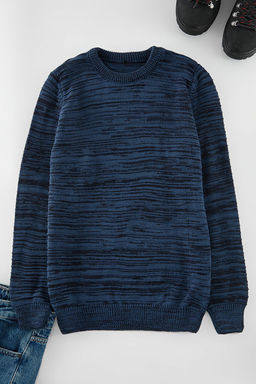 TRENDYOL MAN Lacivert Slim Dar Kesim Bisiklet Yaka Degrade Triko Kazak TMNAW20LS0008 - Trendyolmilla фото 7
