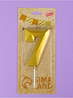 Свеча в торт на шпажке «Грань», цифра 7, золотая, 9 см, ГИГАНТ