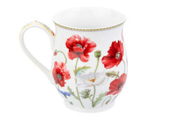 Кружка 350 мл 11,5*8,2*10 см Маки бочонок, NEW BONE CHINA - Elan gallery фото 6