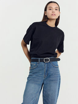 Хлопковая свободная футболка черного цвета черный 112678 - Mark formelle фото 14