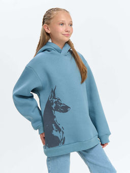 Худи Деним с принтом утепленное 7+ - Bungly фото 2