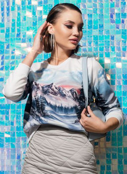 Свитшот с однотонными манжетами SWP189 - Sahar art lab фото 5