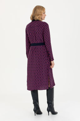 Kad_n Lacivert Dokuma Elbise