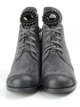 04-R181-2 GREY Ботинки зимние женские (натуральная замша, натуральный мех) - Фабричный китай фото 5