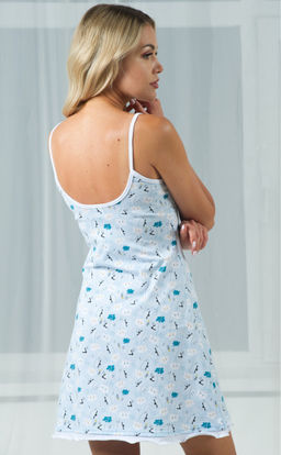 Ночная сорочка Цветы голубые на кофейном - Нежка фото 154