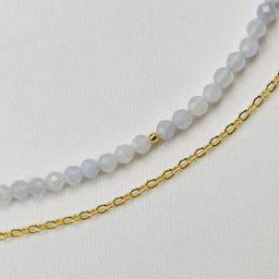 Колье из Голубого агата "Халцедон" с подвеской