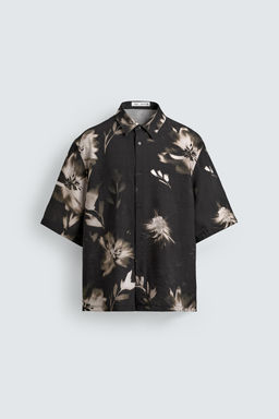 CAMISA FLUIDA ESTAMPADO FLORAL / Negro - Zara фото 7