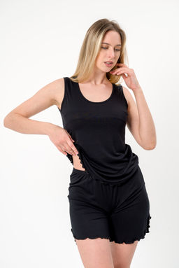 Пижама женская Сима из майки и шорт из вискозы коллекция Лотос,черный - Амадэль фото 6