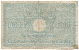 1000 марок 1922 года Германия  Нотгельд (Дюссельдорф)