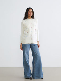 Bisiklet Yaka Nak??l? Kad?n Triko S?veter