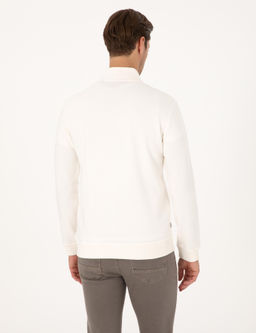 Ekru 3 _plik Regular Fit Fermuarl_ Dik Yaka Basic Sweatshirt - Pierre cardin фото 5