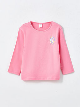 Bisiklet Yaka Bask?l? K?z ?ocuk Bluz 2li