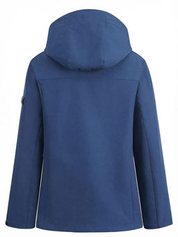 Ветровка женская софтшелл виндстоппер с капюшоном спортивная синего цвета 9616_1S