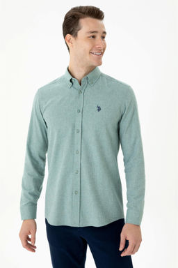 Мужская мятная базовая рубашка с длинным рукавом - U.s. polo assn фото 3