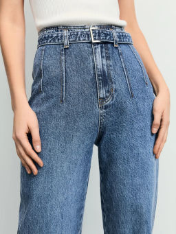 Джинсы straight с высокой посадкой с поясом / Zarina  фото 6