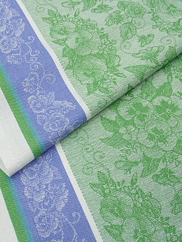 Холст полотенечный жаккард Нежная фиалка цв.зеленая листва, ш.0.5м, лен-30%, хл-70%, 210гр/м.кв