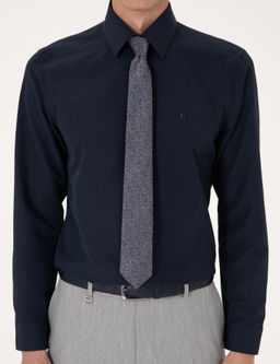 Lacivert Slim Fit Uzun Kollu Basic G_mlek