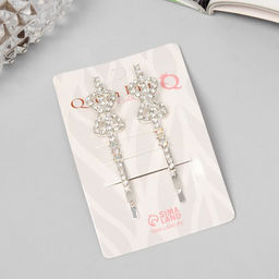 Цена за 2 шт. Невидимки для волос «Эбба», набор 2 шт., бант, 6 см, серебро