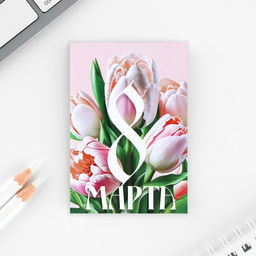 Цена за 2 шт. Подарочный набор: блокнот, карандаши (2 шт.) и значок «8 марта»