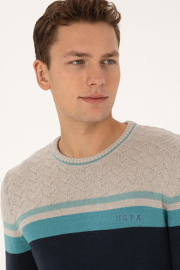Erkek A__k Lacivert Regular Fit Bisiklet Yaka Kazak