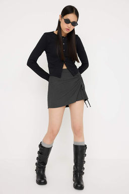 Teen Antrasit Buzgu Detayl? Etek Gorunumlu Mini Sort & Bermuda TWOAW26SR00028