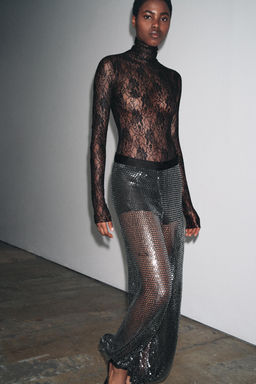 LACE BODYSUIT WITH LONG SLEEVES - Zara фото 10