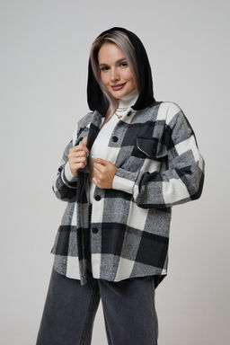 Рубашка женская в клетку с капюшоном РЖКК-01