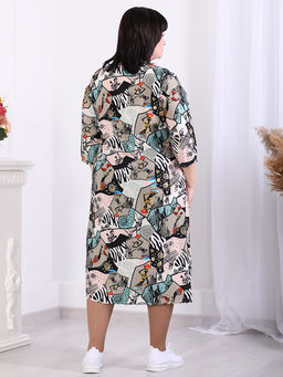 Платье-рубашка с авангардным принтом - Almond фото 5