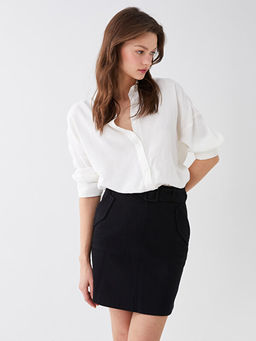 Beli Kemerli D?z A Kesim Gabardin Kad?n Etek