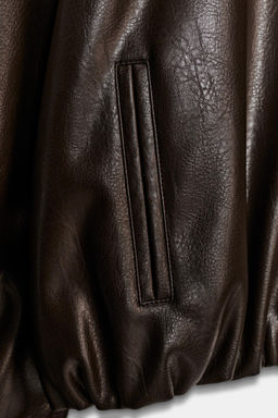 LEATHER EFFECT JACKET WITH ELASTICATED DETAILS - Zara фото 7