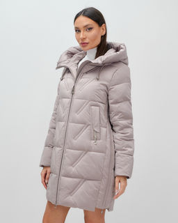 Куртка зимняя женская классическая с капюшоном светло-коричневого цвета 7671SK - Visdeer фото 9