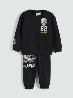 Spider-Man Bask?l? Erkek ?ocuk Kal?n Sweatshirt ve E?ofman Alt?