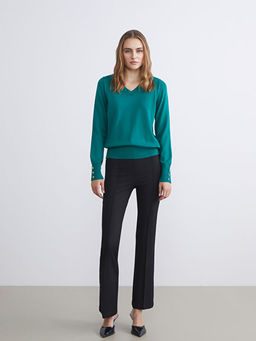 V Yaka Kad?n Triko Kazak