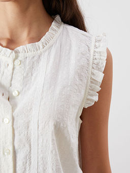 Bisiklet Yaka Nak??l? F?rf?rl? Vual Bluz