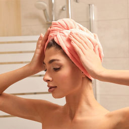 Полотенце-чалма для сушки волос Этель цвет светло-розовый, 65*25 см, 100% п/э