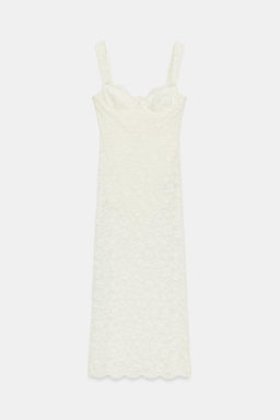 VESTIDO MIDI ENCAJE / Crudo - Zara фото 8