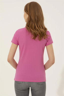 Женская розовая футболка с воротником поло Basic - U.s. polo assn фото 11