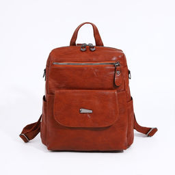 Рюкзак женский из искусственной кожи на молнии, 2 кармана, цвет рыжий - Simaland фото 3